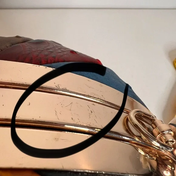 Alyssa Faux Vegan Leather Ostrich Texture Round Sphere Ball Handbag Multicolor - Picture 12 of 15